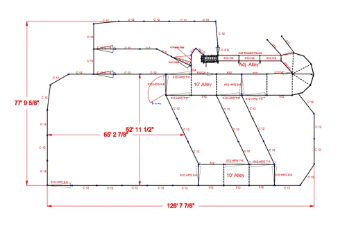 Plan drawing of a custom cattle handling facility