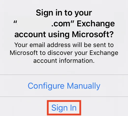Tap Sign In to sign in to your Exchange account